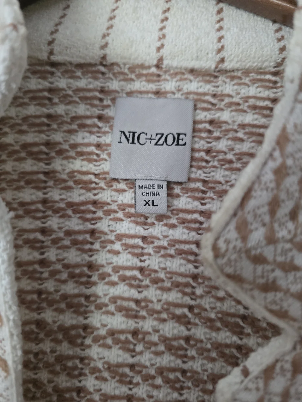 NIC+ZOE Cream Pinstripe Knit Zip Jacket